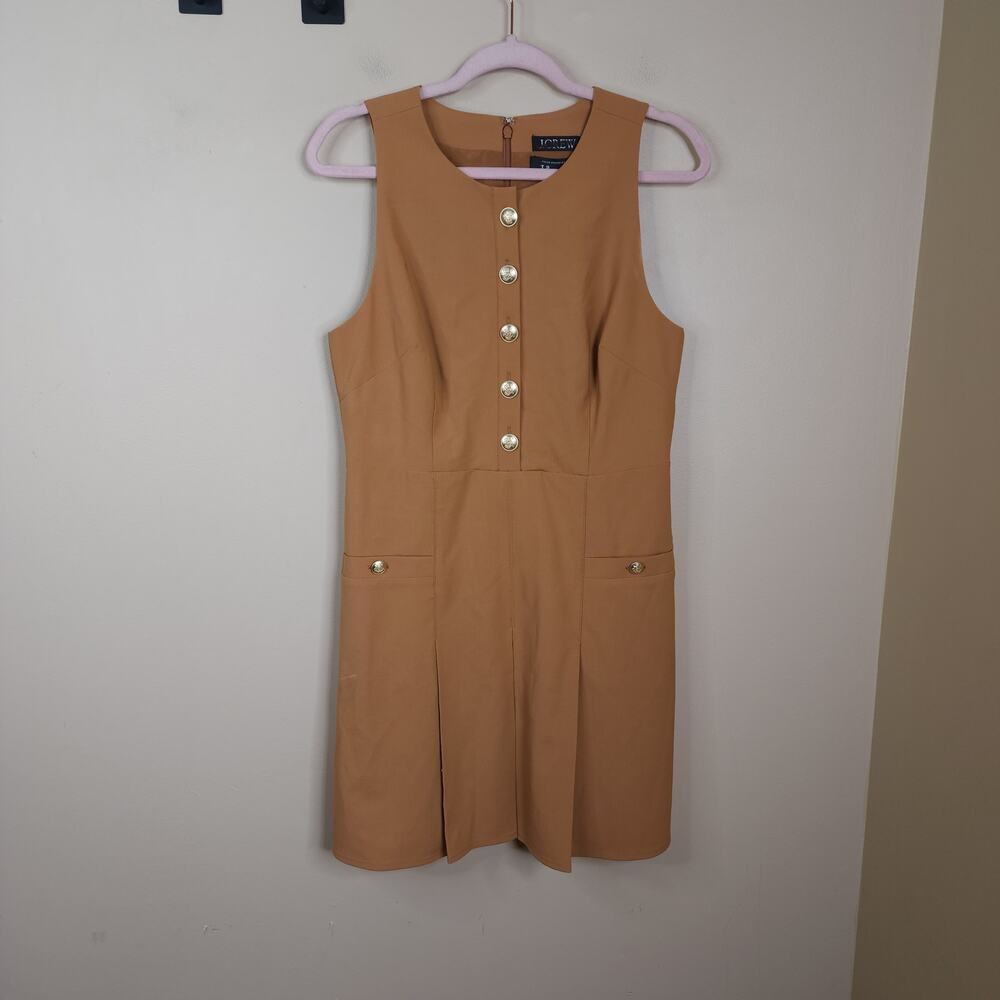 J. Crew Pleated mini dress in Italian bi-stretch wool blend in Burnt Carmel 6